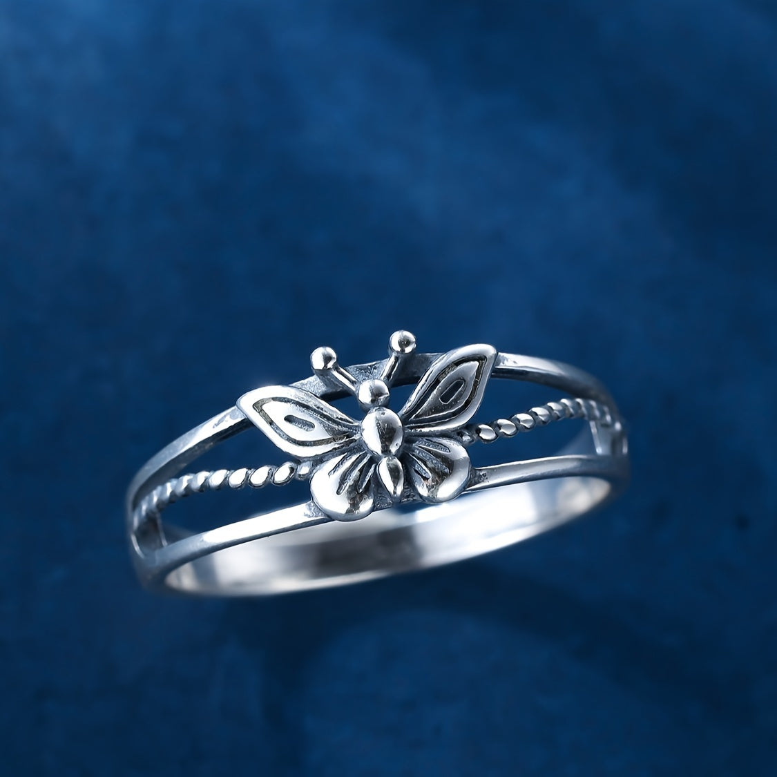 925 Sterling Silver Retro Butterfly Design Ring